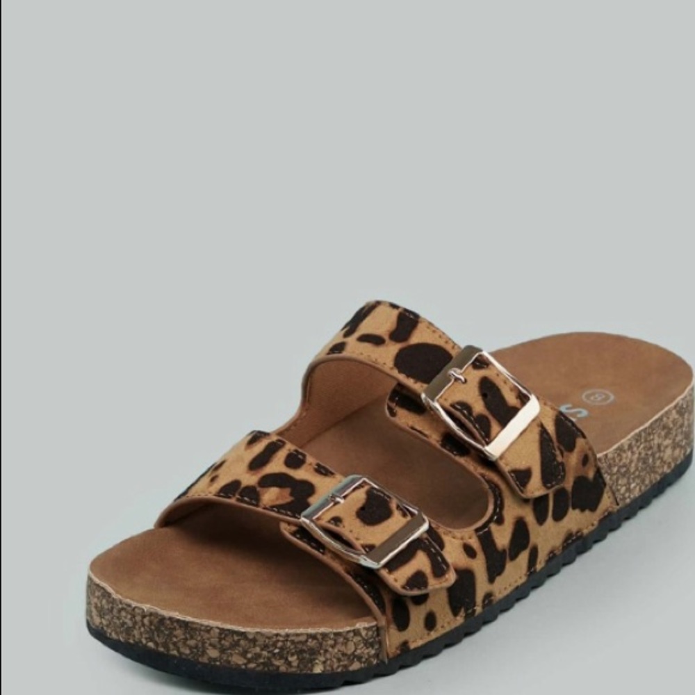 Leopard print Birkenstock style sandals